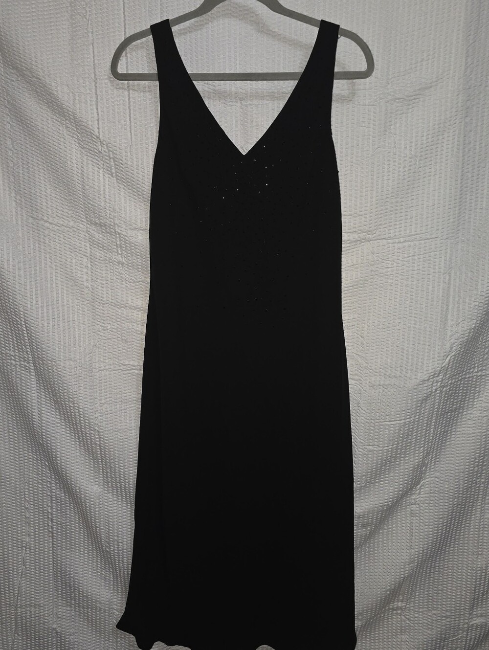 Jones New York Black Cocktail Embellished V-Neck Sleeveless Dress Size 14